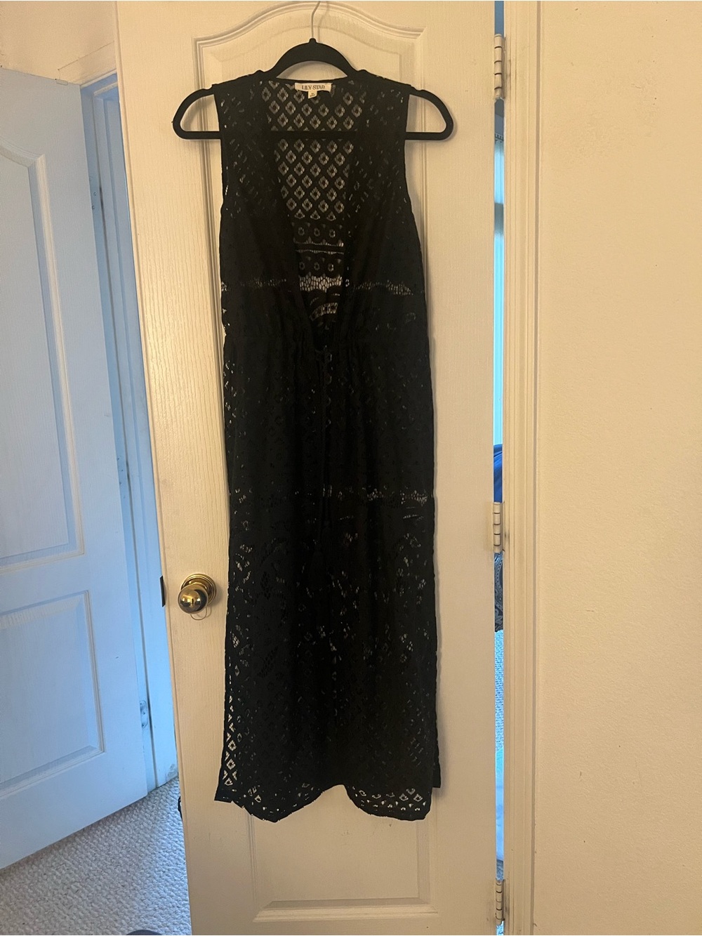 Lily Rose Black Openwork Crochet Maxi Cover Dress